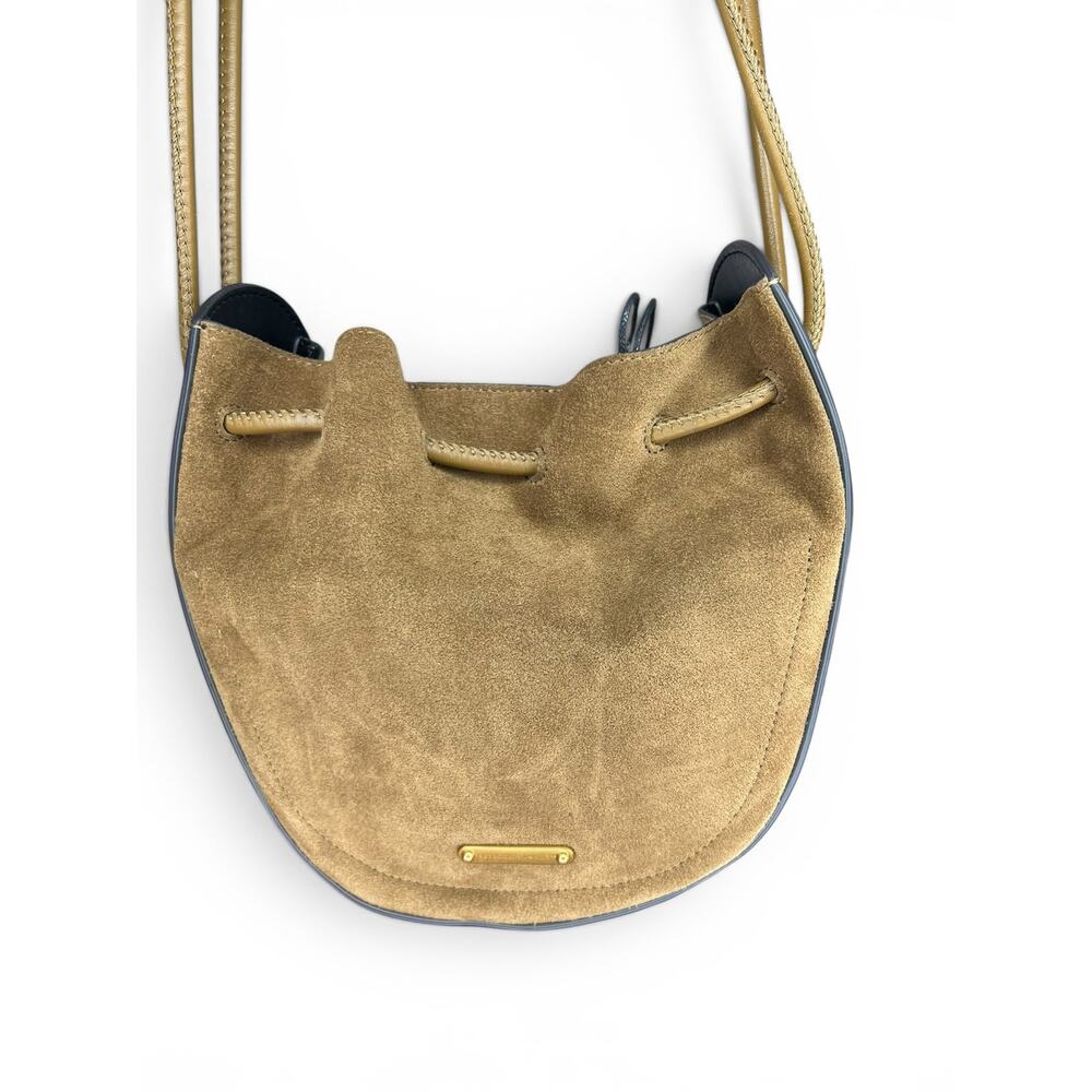 NWT Rebecca Minkoff Lulu Suede Leather Crossbody Bucket Bag Tassel - Military - Picture 4 of 13